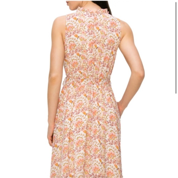 MELLODAY Floral Ruffle Trim Maxi Dress Medium, IVORY/ PINK CARNATION - Picture 3 of 10